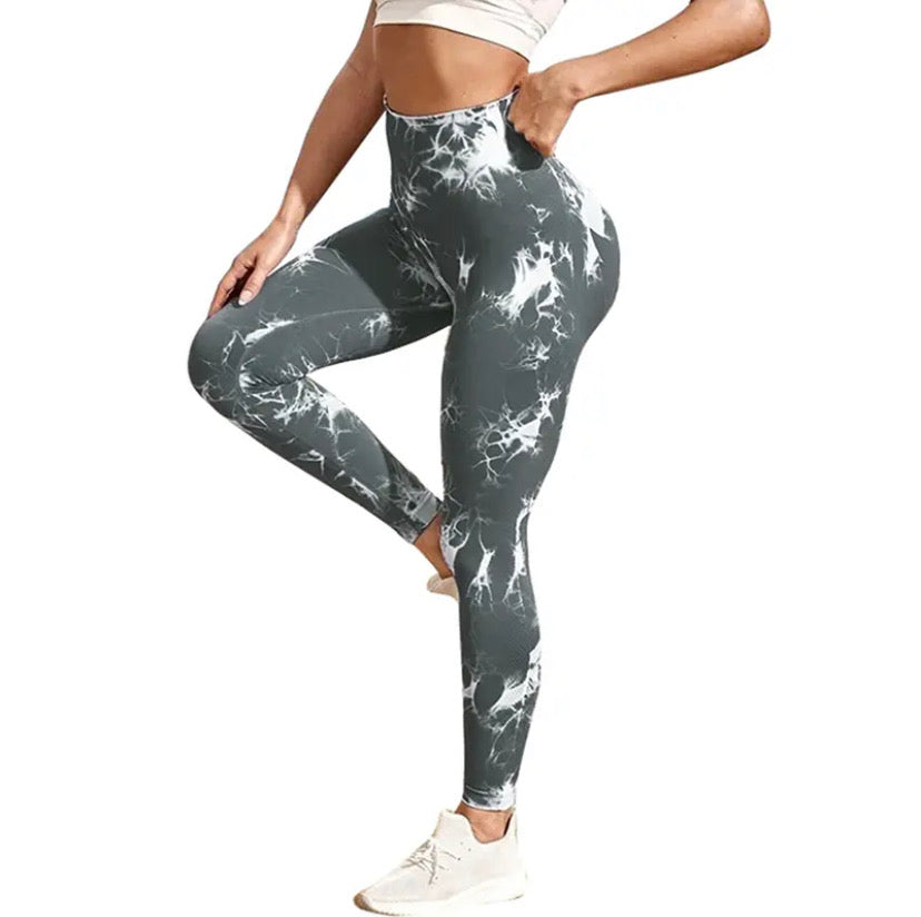 Leggins tie - Dye Seamless push up - pearl grey