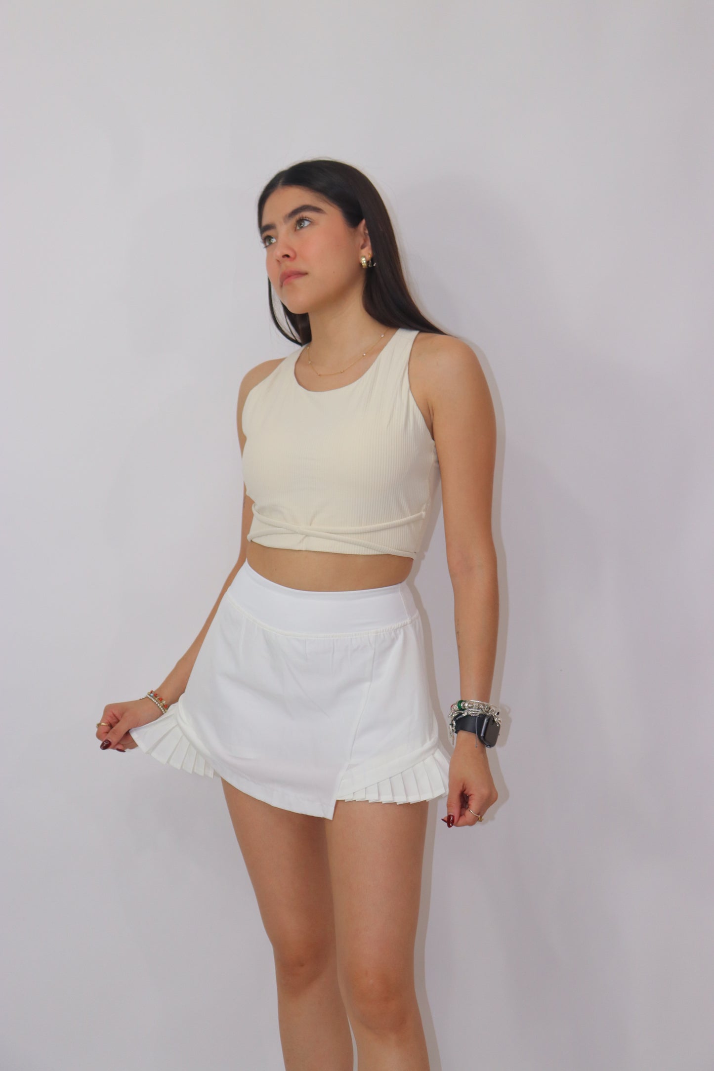 Falda short bella - blanca