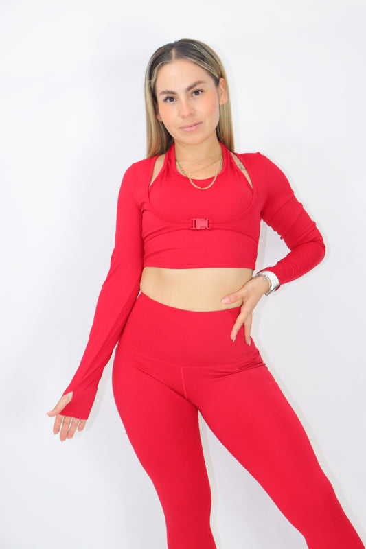 TOP LU - MANGA LARGA YOGA FLEX - ROJO