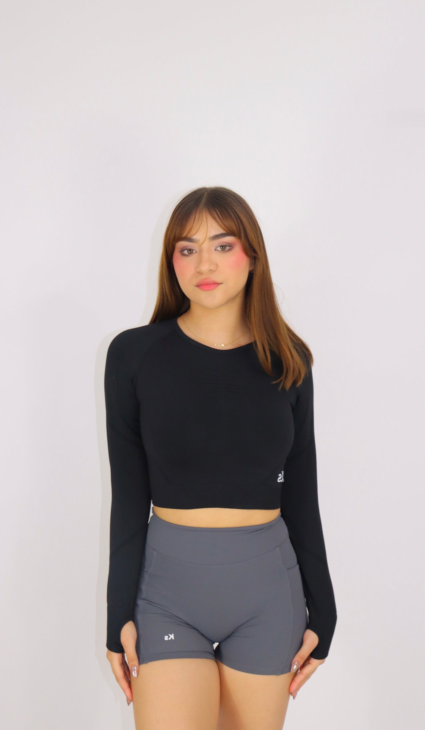 Blusa Crop  seamless- NEGRO