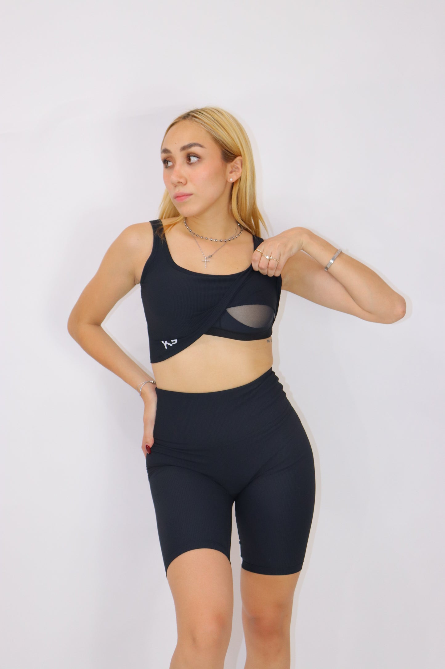 ACTIVEWEAR SET BIKER ( top + short) - Estonia Blue