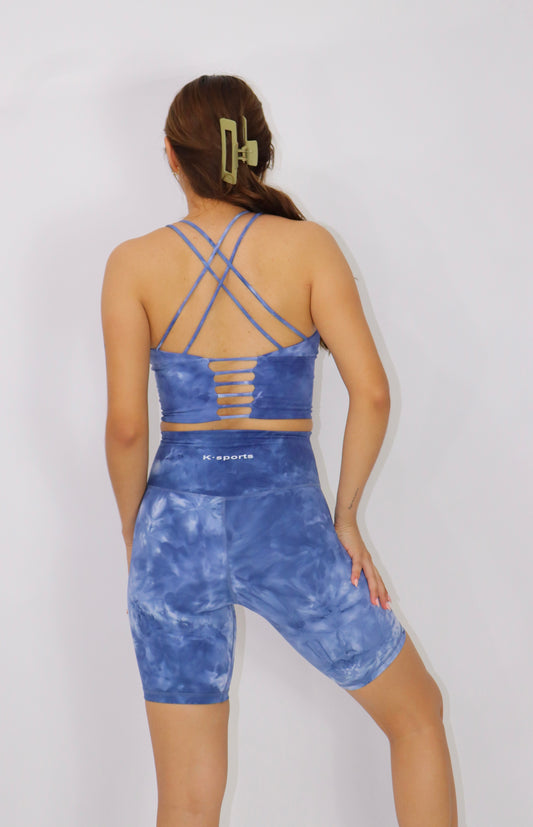 ACTIVEWEAR set Biker shorts & top - TIE DYE YOGA  Azul