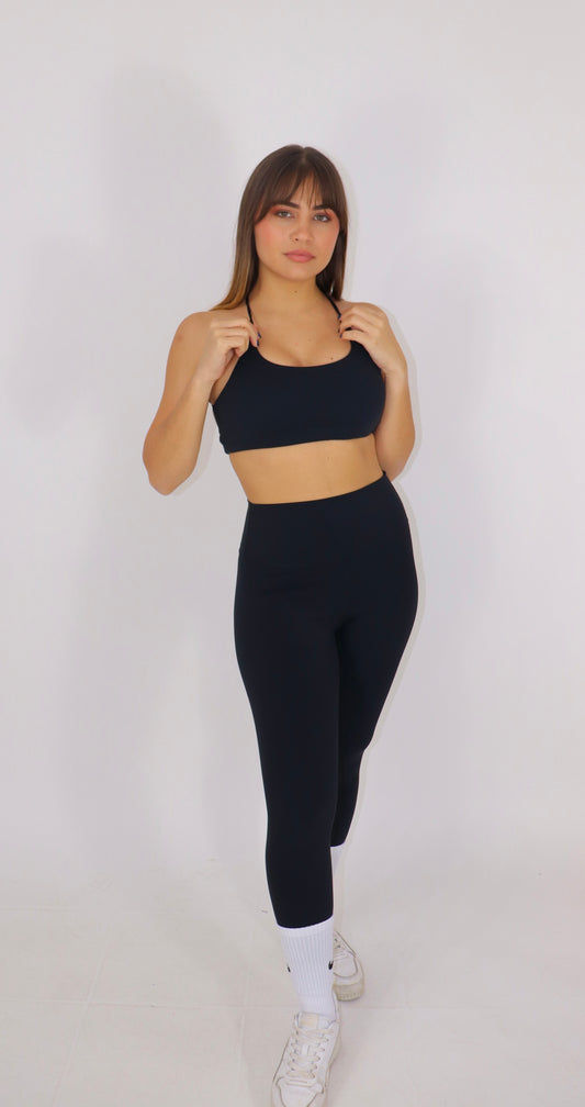 SET CRYSTAL LEGGINS Y TOP -  Black