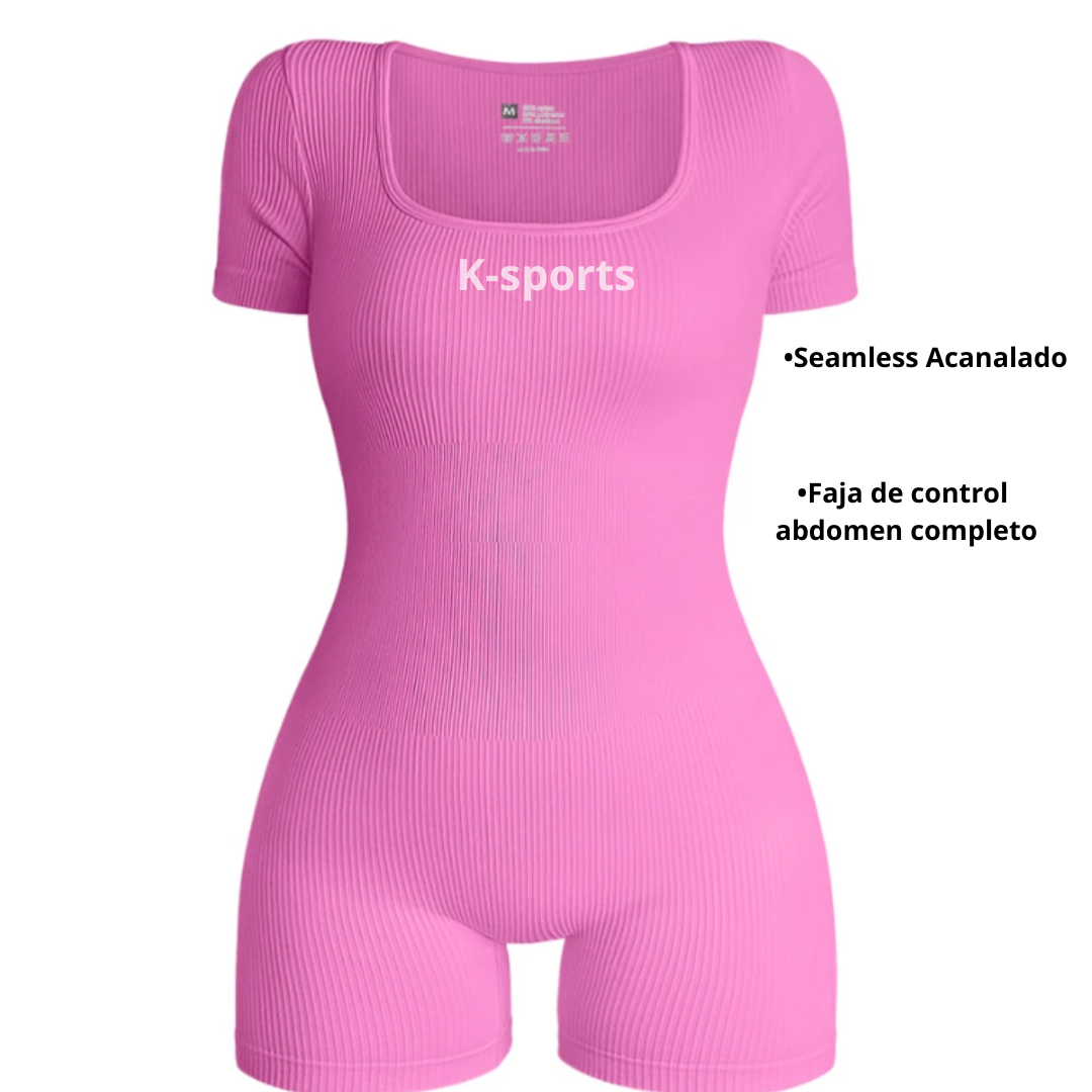 Body Enterizo seamless acanalado - Rosa