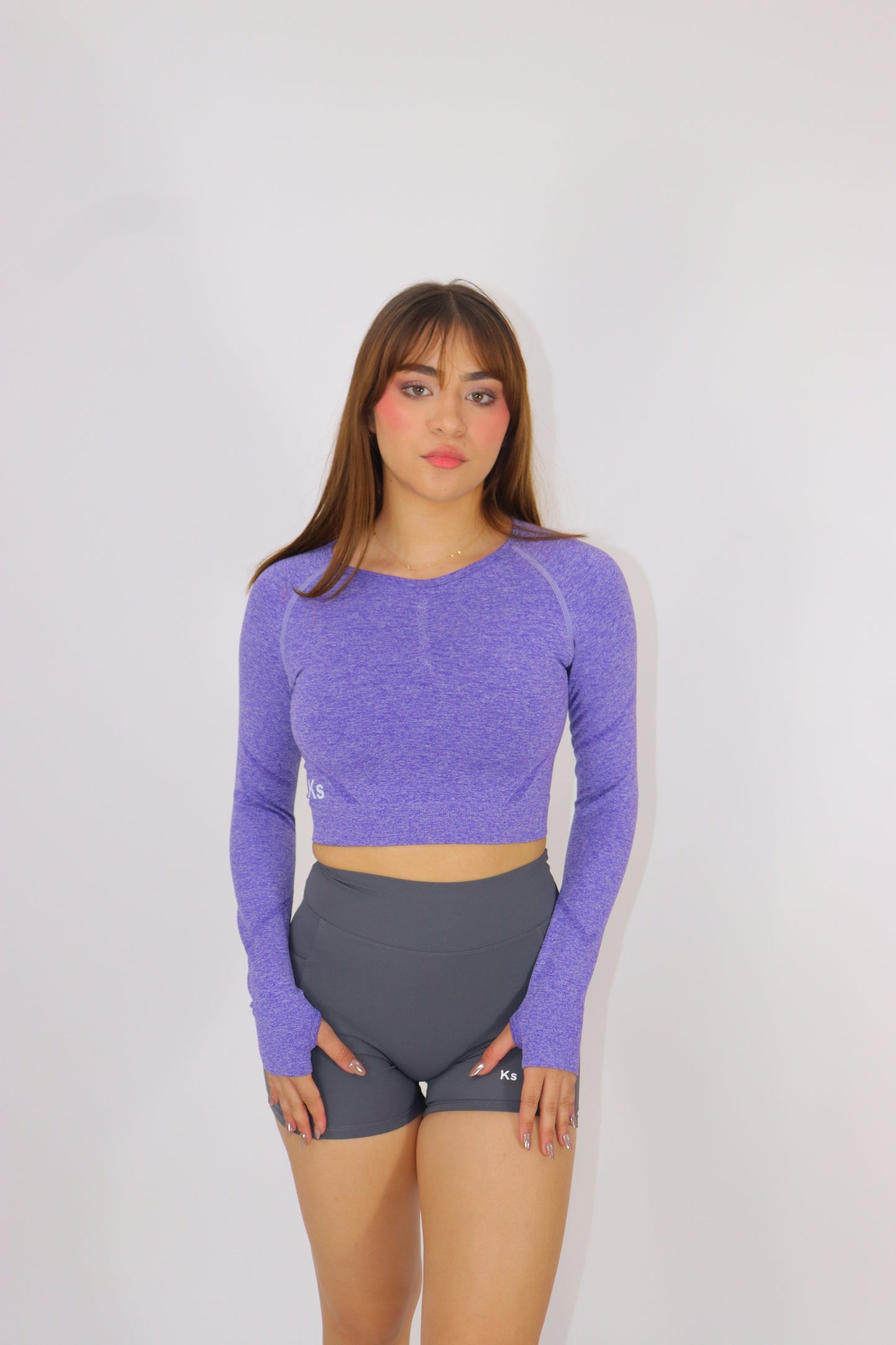 Blusa Crop  seamless- MORADO