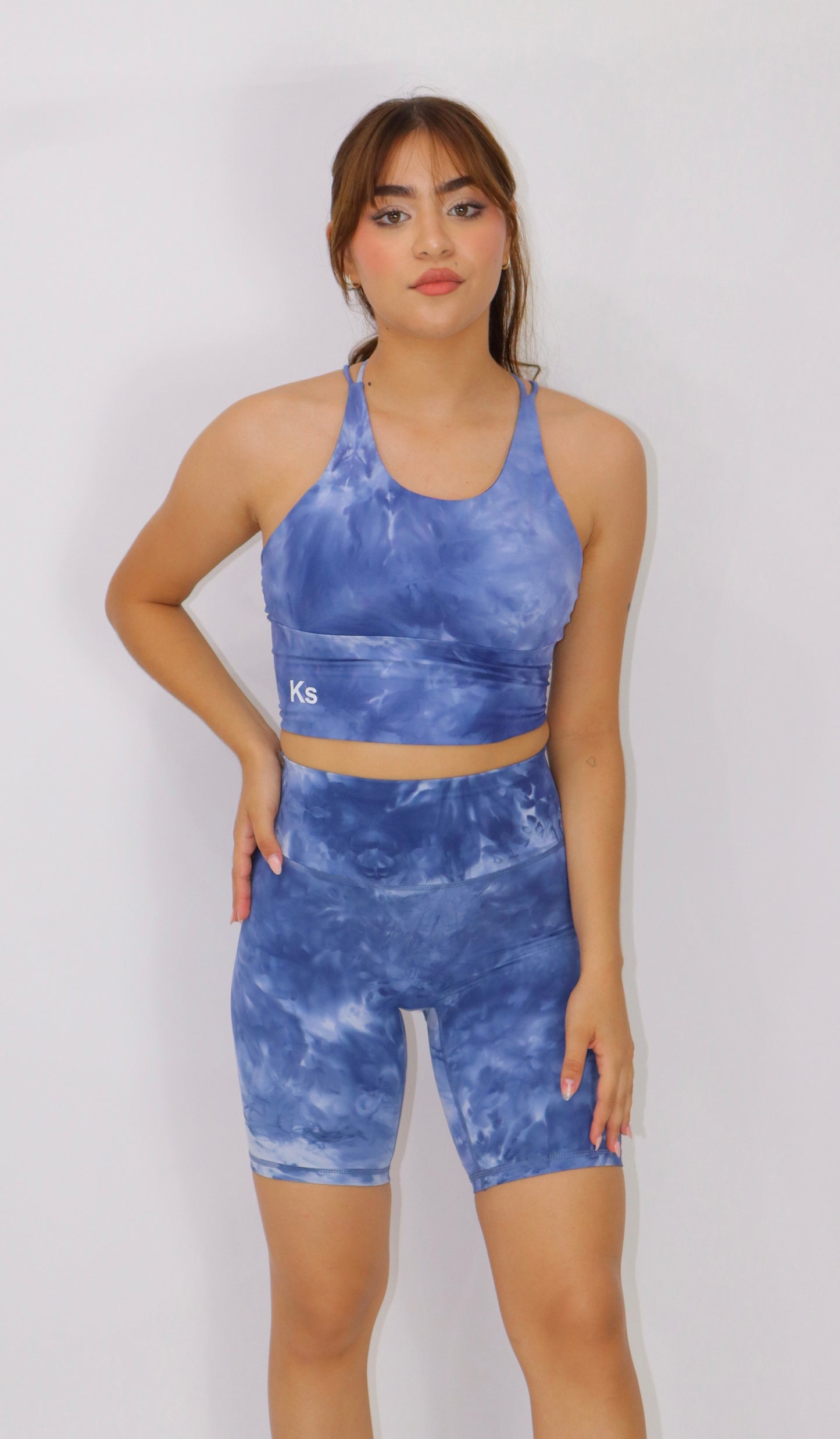 ACTIVEWEAR set Biker shorts & top - TIE DYE YOGA  Azul