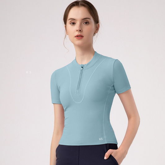 Blusa Seamless con cierre - Azul