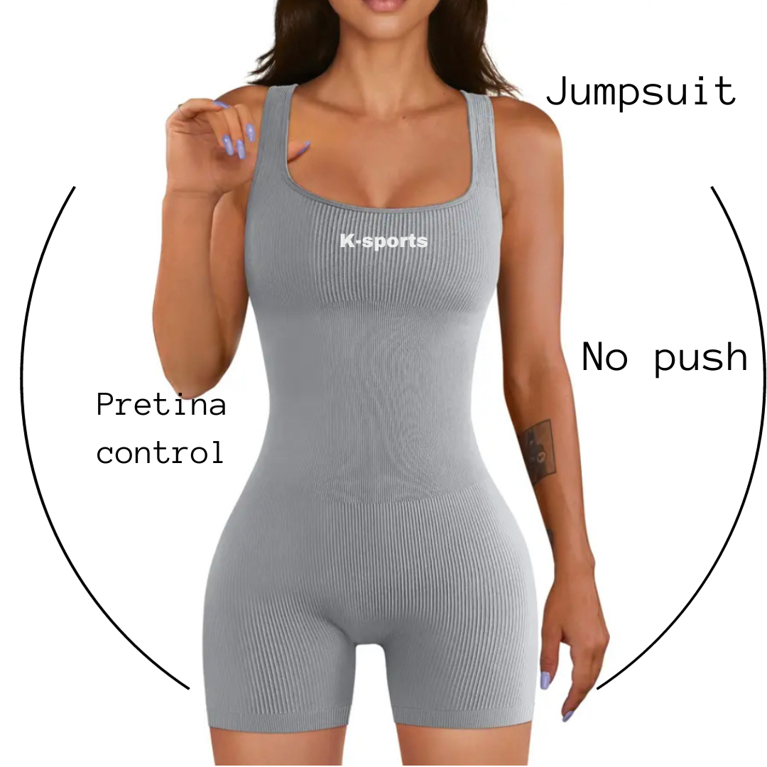 Body  enterizo Jumpsuit short - Seamless -  PEARL GREY