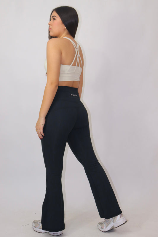 Leggins flare split- Negro