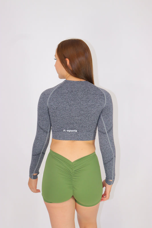 Blusa Crop  seamless- GRIS