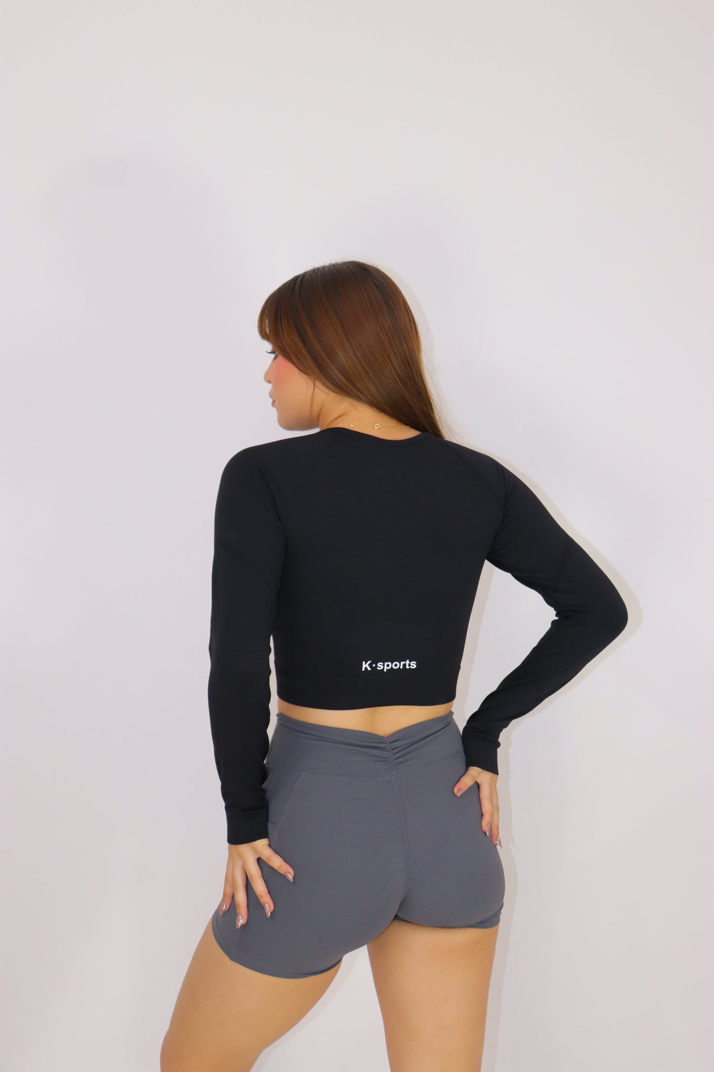 Blusa Crop  seamless- NEGRO