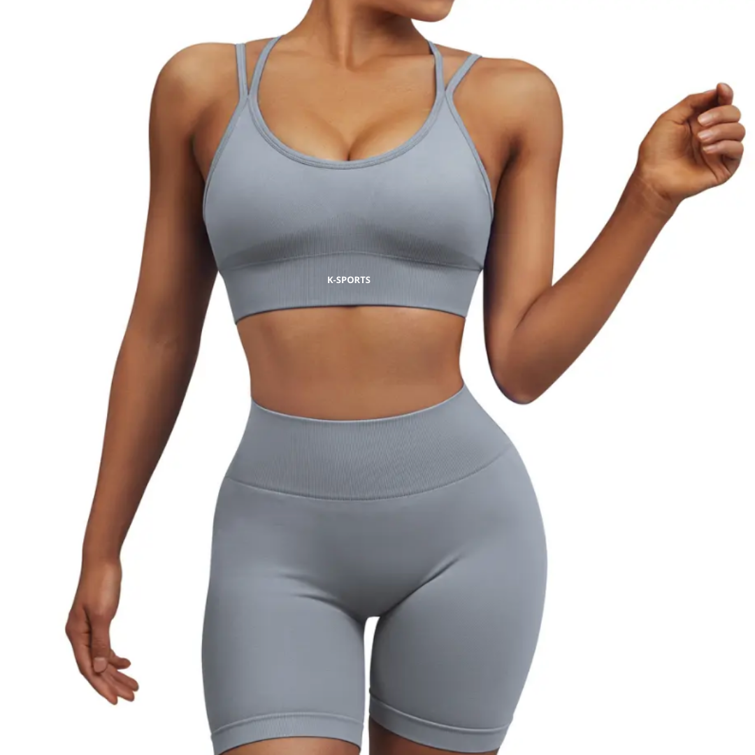 Navi- set conjunto seamless top y Short - GRIS