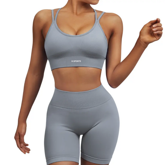 Navi- set conjunto seamless top y Short - GRIS