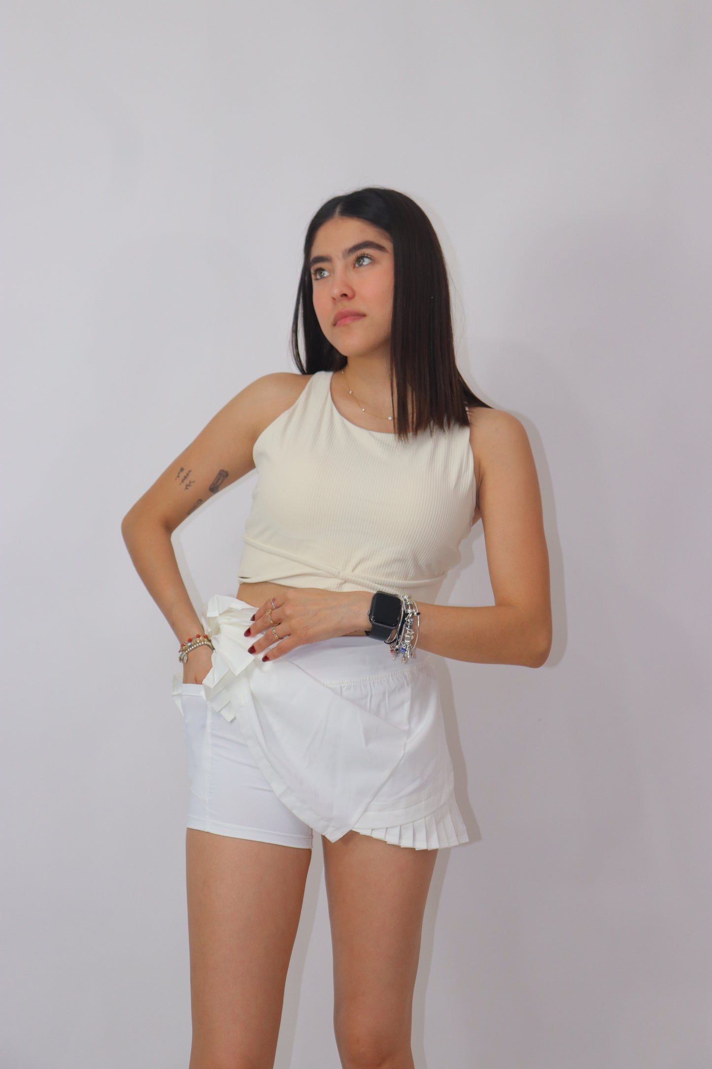 Falda short bella - blanca