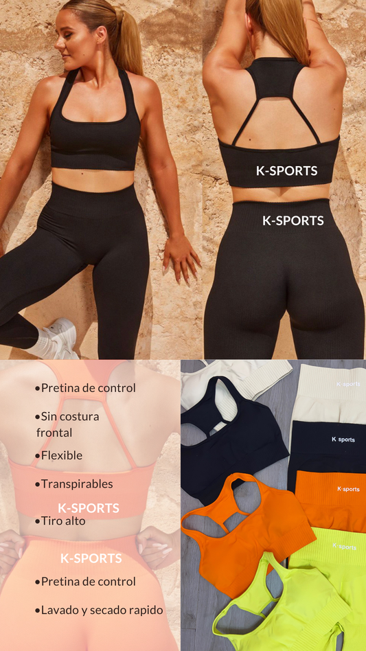 Conjunto set seamless Top + Leggins - BLACK