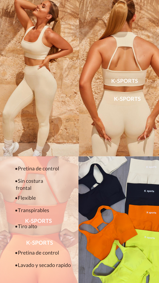 Conjunto set seamless Top + Leggins - vainilla