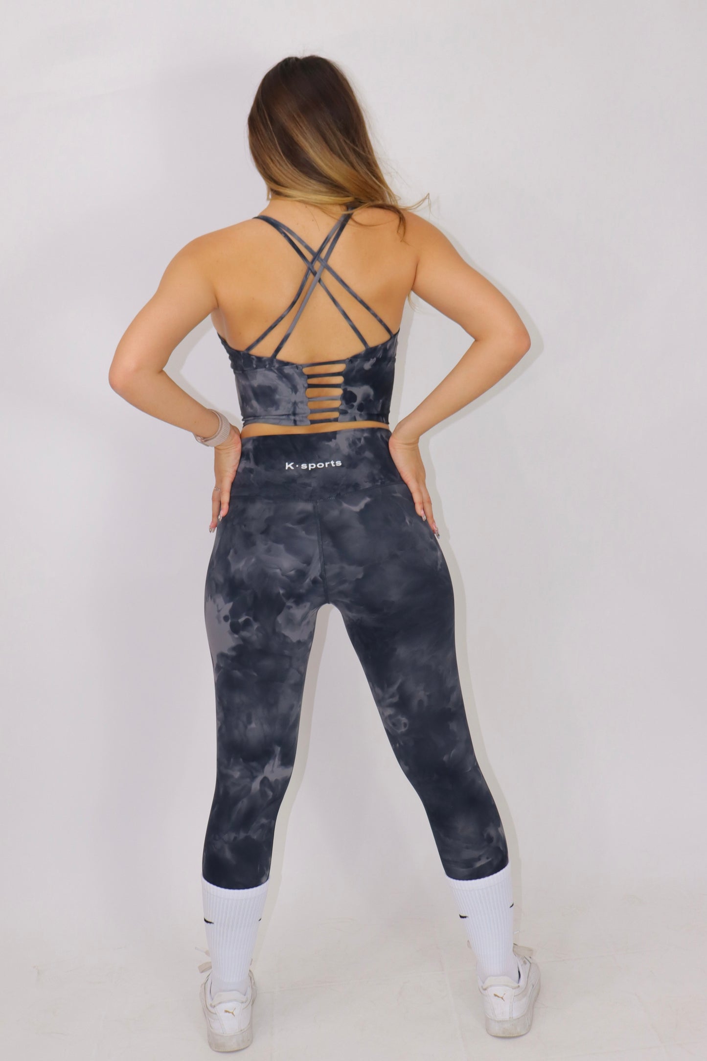 ACTIVEWEAR set Leggins & top - TIE DYE YOGA  NEGRO