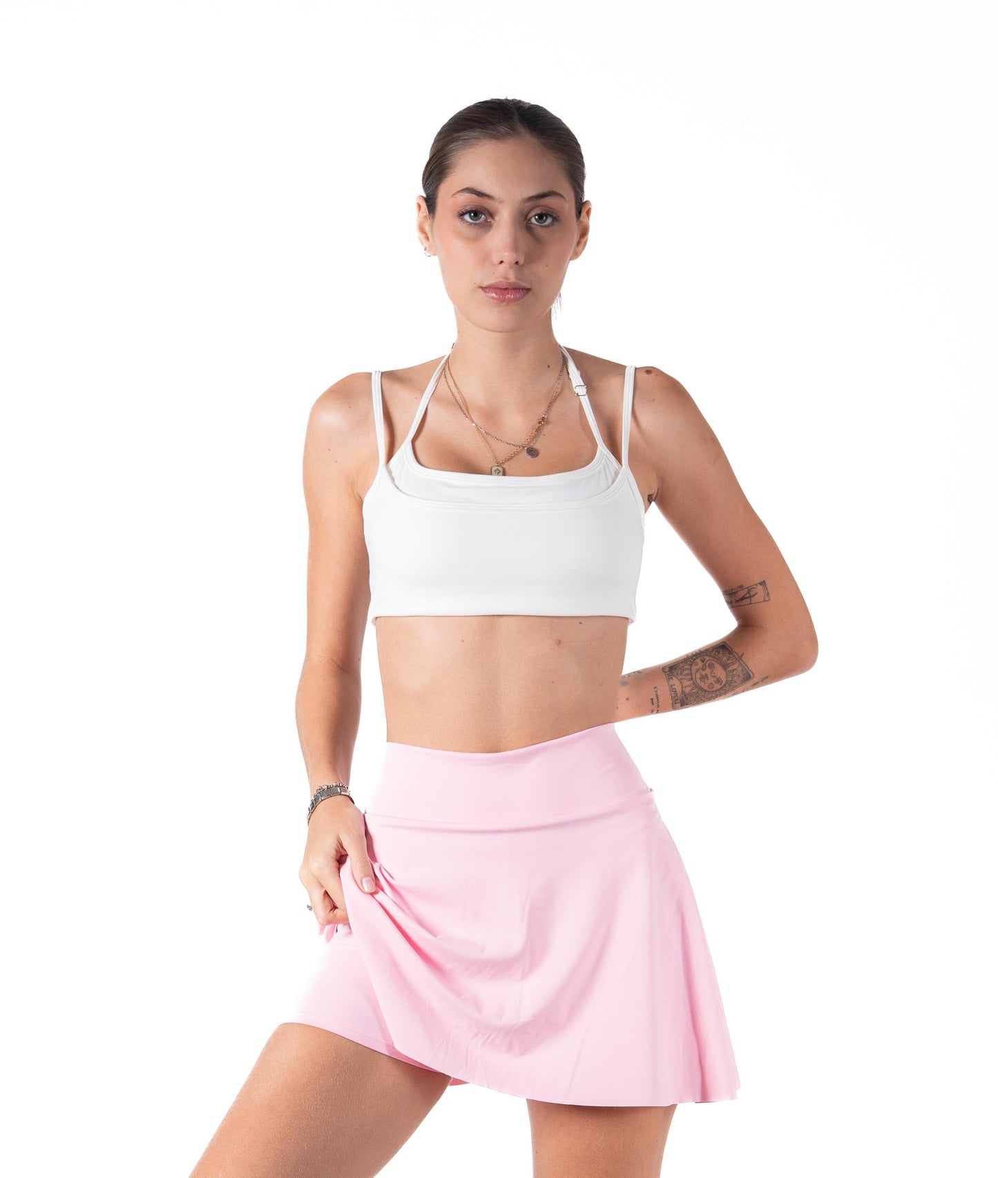 Ruffled falda short