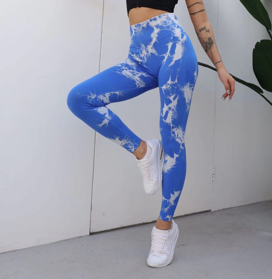 Leggins tie - Dye Seamless push up - Blue