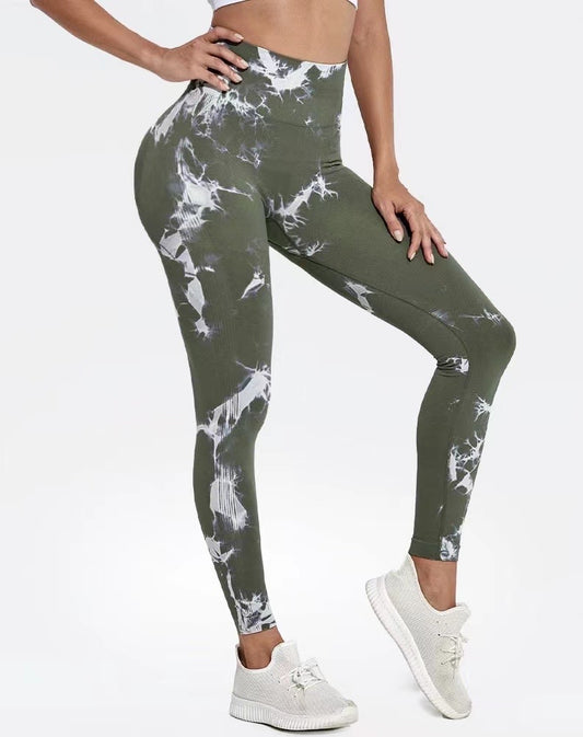 Leggins tie - Dye Seamless push up -Green