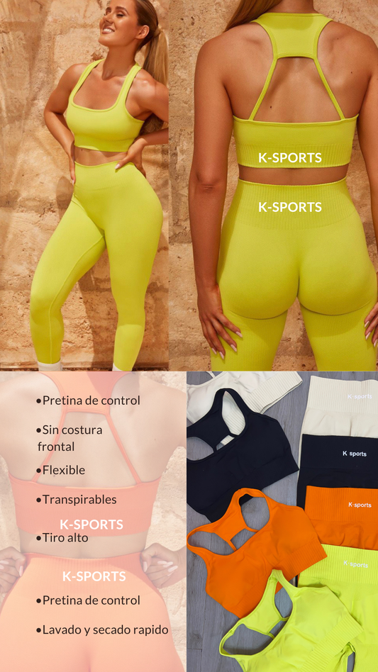 Conjunto set seamless Top + Leggins - Verde Limon