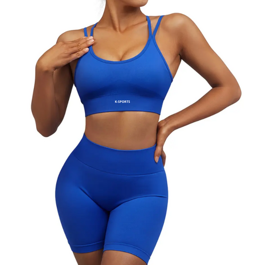 Navi- conjunto seamless top y Short - Azul eléctrico