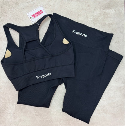 Conjunto set seamless Top + Leggins - BLACK