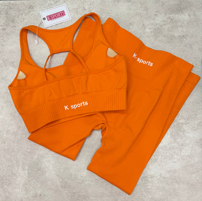 Conjunto set seamless Top + Leggins - ORANGE