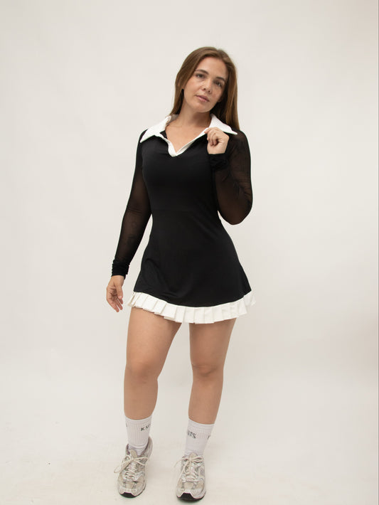 Neck polo dress - Negro