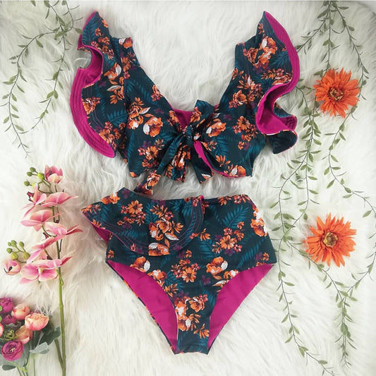 Traje de baño Swinsuit de olanes Floral