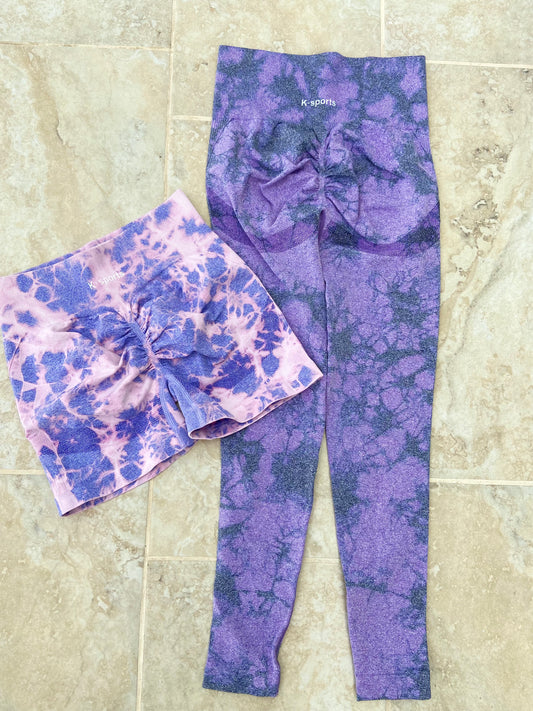 Seamless Short Tye -Dye O leggins Tie-Dye